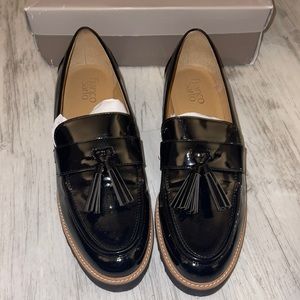 Franco Sarto black patent loafers